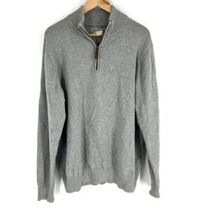 Duluth Trading Sweater Size Large Mens Gray Strongarm 1/4 Zip Mock Neck Cotton